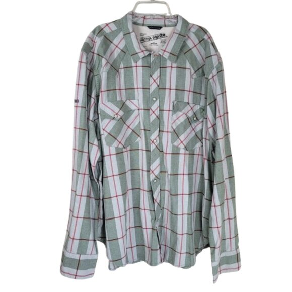 Artful Dodger Men Snap Button Long Sleeve Plaid Shirt Size 4XL - Picture 1 of 12